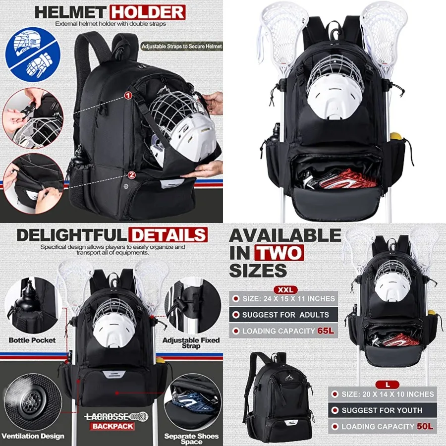 Lacrosse Bag Extra Large Lacrosse Backpack with Tow Stick Holder
Lacrosse Bag Extra Large Lacrosse Backpack with Tow Stick Holder
