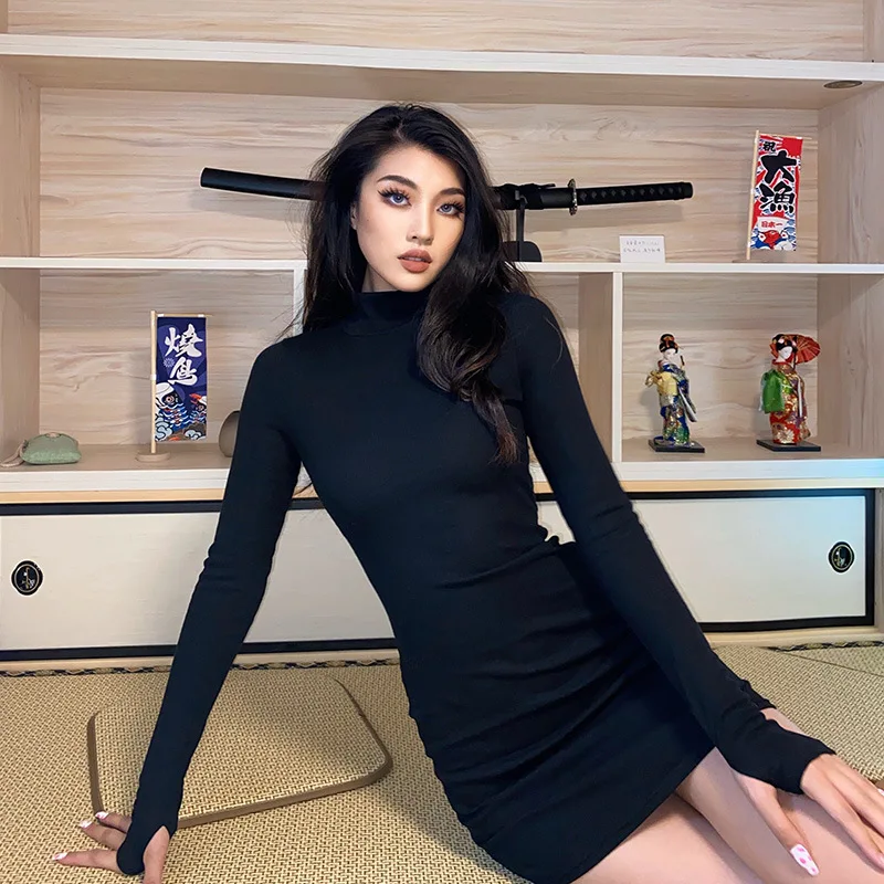 Slim Fit High Neck Long Sleeved Hip Hugging Dress Sexy Slim Fit Simple One-Step Short Skirt
Slim Fit High Neck Long Sleeved Hip Hugging Dress Sexy Slim Fit Simple One-Step Short Skirt