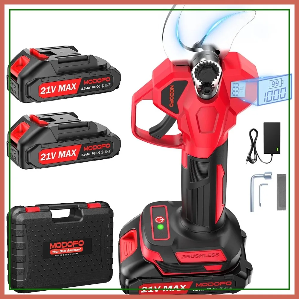 Electric Pruning Shears, Upgraded 2.1" Cutting with LCD Display, Brushless Motor Cordless Pruner, 2.0Ah*2 Batteries for Garden Tree Branch
Electric Pruning Shears, Upgraded 2.1" Cutting with LCD Display, Brushless Motor Cordless Pruner, 2.0Ah*2 Batteries for Garden Tree Branch
