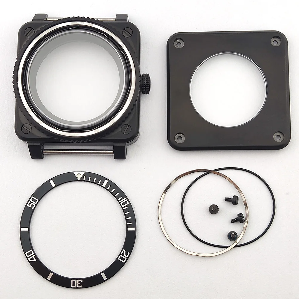 41mm NH35 Case Sapphire Black stainless steel watch case fit NH35 Movement Leather strap Aluminum bezel High quality Square case
41mm NH35 Case Sapphire Black stainless steel watch case fit NH35 Movement Leather strap Aluminum bezel High quality Square case