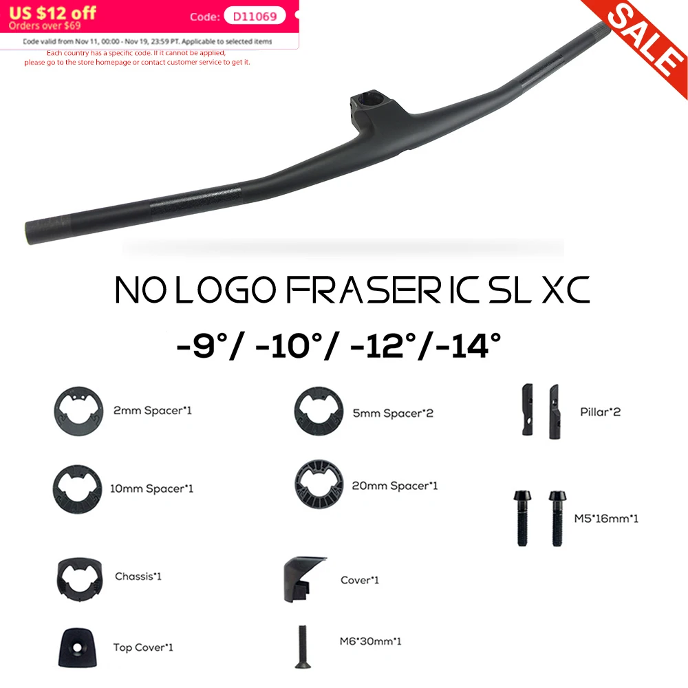 No Logo SYNCROS FRASER IC SL XC Handlebar, Full Carbon Fiber, Integrated Cockpit MTB Handlebar,-9°,-10°-12°,-14 °, 50mm,60mm,7cm
No Logo SYNCROS FRASER IC SL XC Handlebar, Full Carbon Fiber, Integrated Cockpit MTB Handlebar,-9°,-10°-12°,-14 °, 50mm,60mm,7cm
