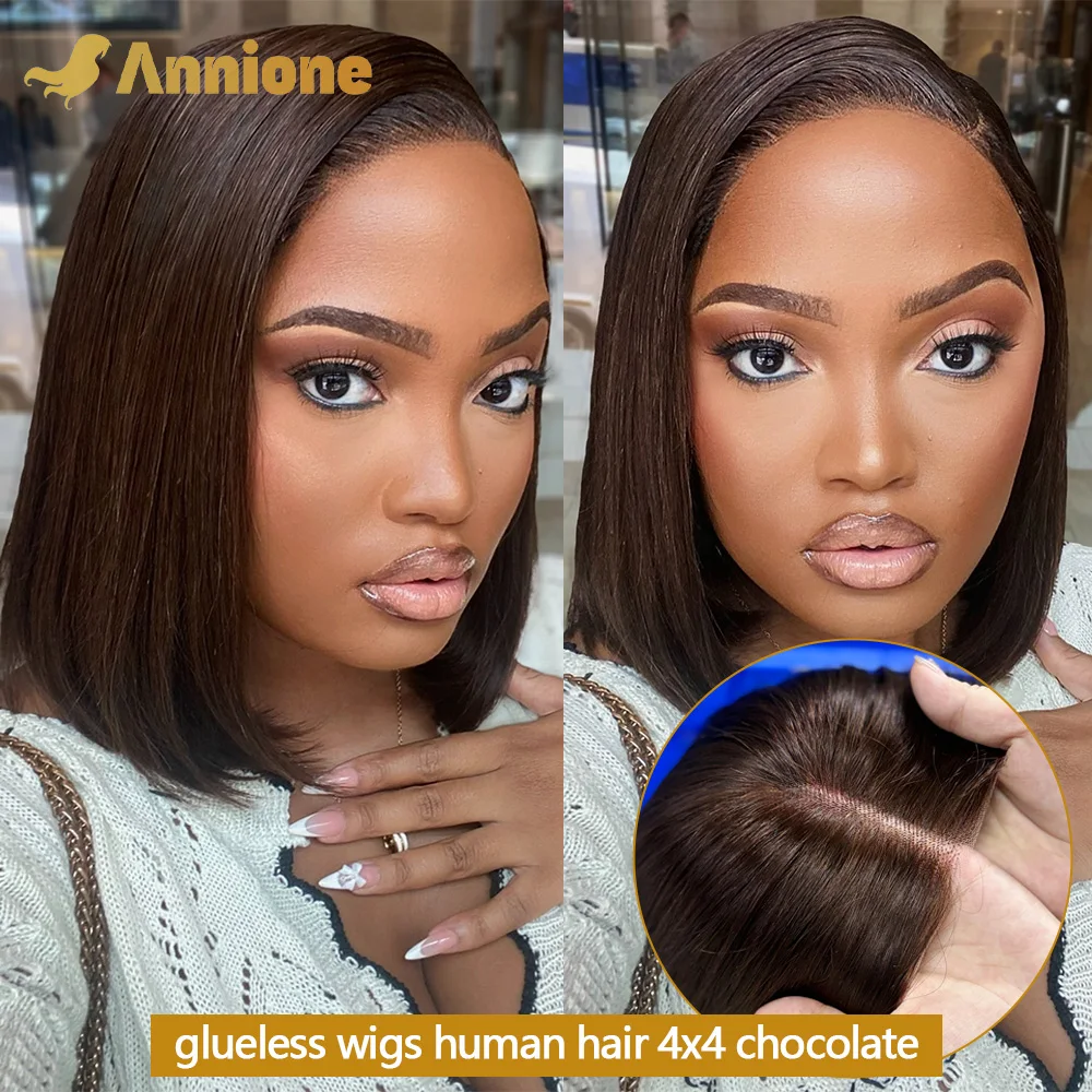 Bob Glueless Wig Human Hair Ready To Wear 4X4 Brazilian Straight Chocolate Brown Lace Front Human Hair Wig 100% Human Hair Wigs 
Bob Glueless Wig Human Hair Ready To Wear 4X4 Brazilian Straight Chocolate Brown Lace Front Human Hair Wig 100% Human Hair Wigs
