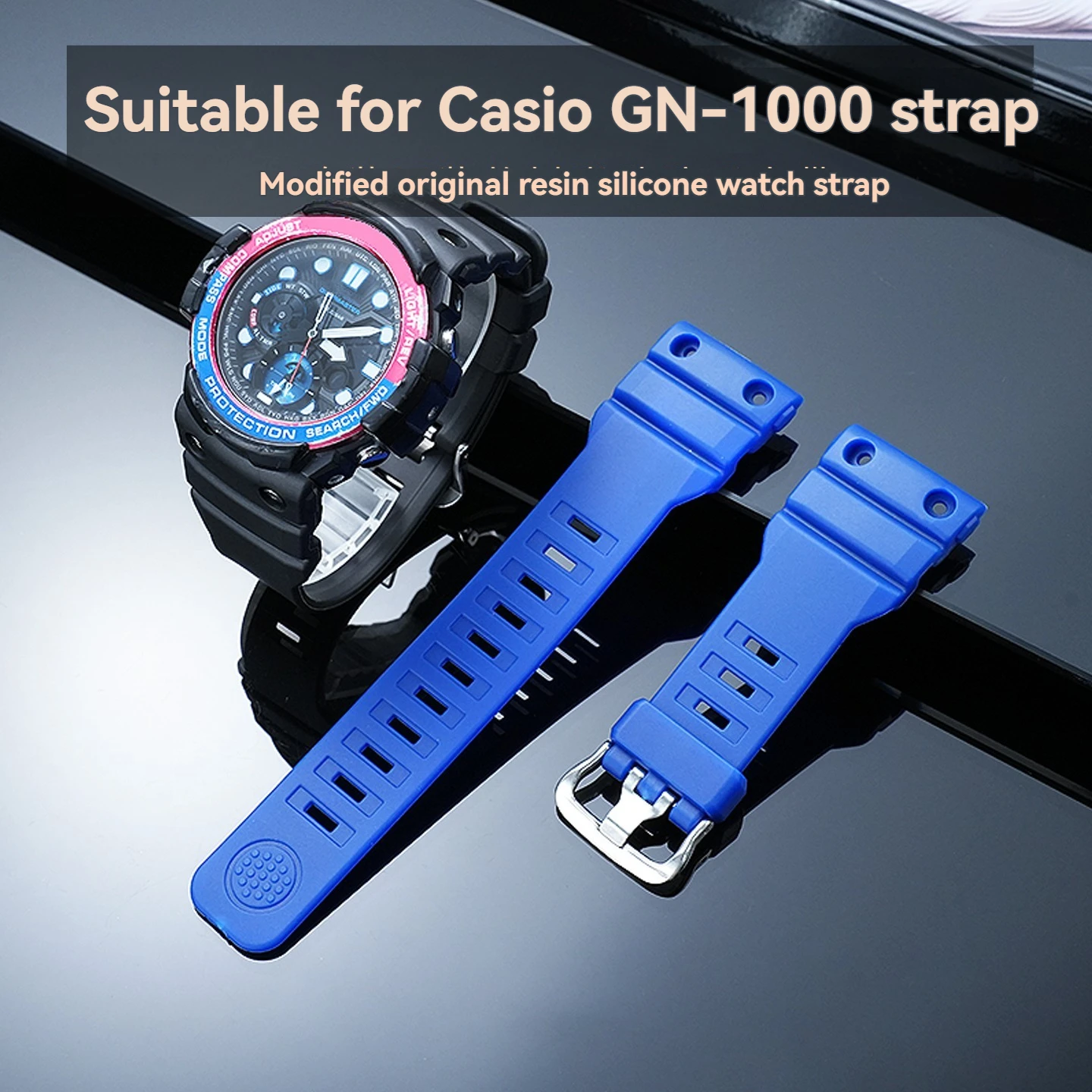Оригинальный ремешок из смолы и силикона для часов Casio Marine Series GN-1000, модель 5443, водонепроницаемый, дышащий, приятный для кожи.
Оригинальный ремешок из смолы и силикона для часов Casio Marine Series GN-1000, модель 5443, водонепроницаемый, дышащий, приятный для кожи.