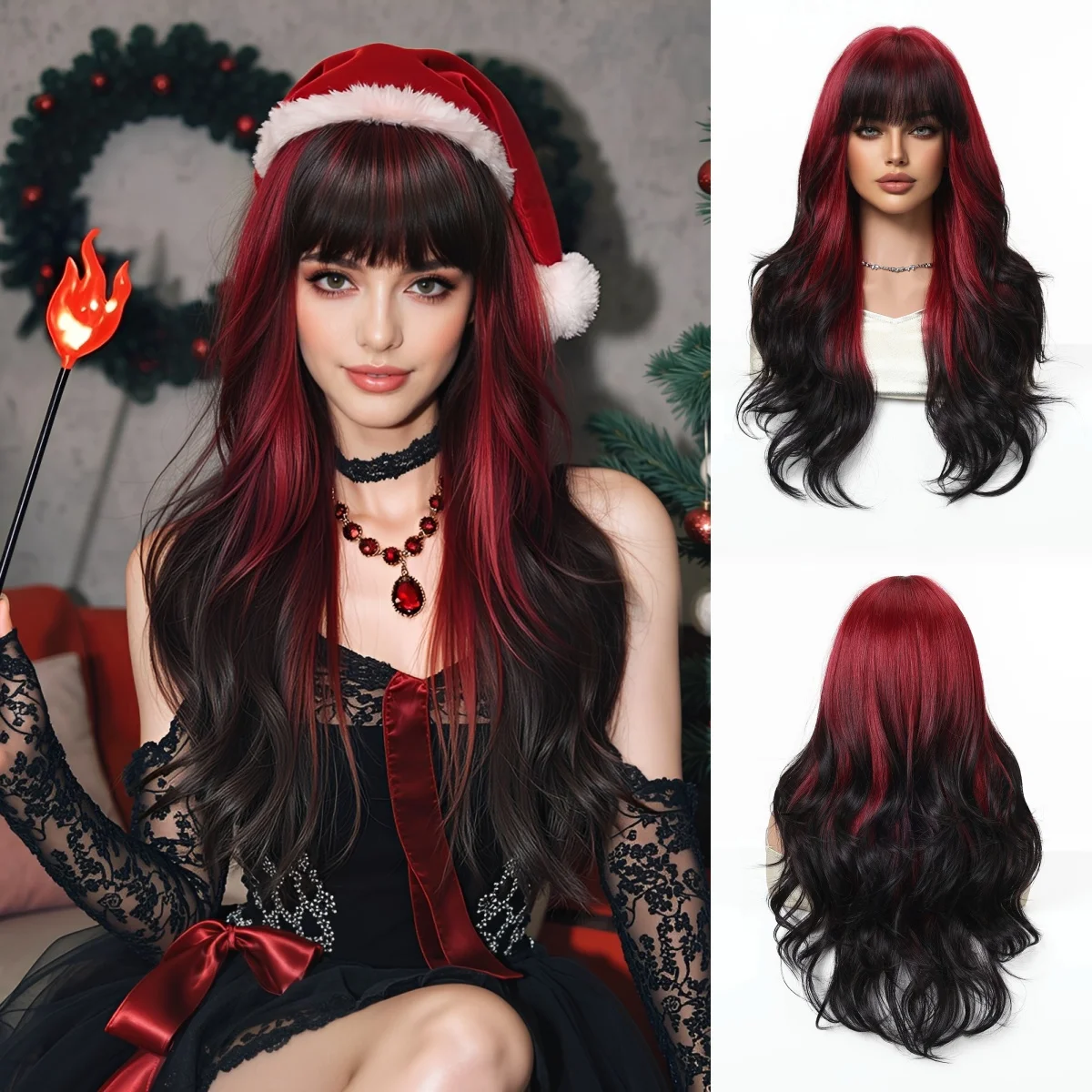 ALAN EATON Черный Красный Мелирование Длинные Волнистые Синтетические Парики Волосы С Челкой Термостойкое Реалистичное Волокно Рождество Ежедневное Использование
ALAN EATON Черный Красный Мелирование Длинные Волнистые Синтетические Парики Волосы С Челкой Термостойкое Реалистичное Волокно Рождество Ежедневное Использование