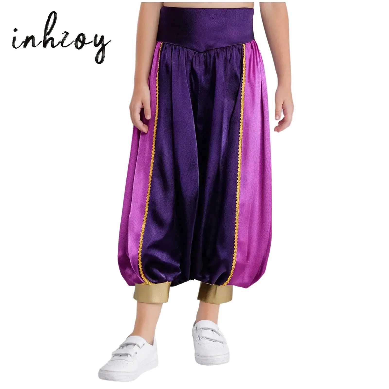 Kids Arabian Pants High Waist Loose Belly Dance Pants Color Contrast Satin Harem Pants Carnival Halloween Party Cosplay Costume
Kids Arabian Pants High Waist Loose Belly Dance Pants Color Contrast Satin Harem Pants Carnival Halloween Party Cosplay Costume