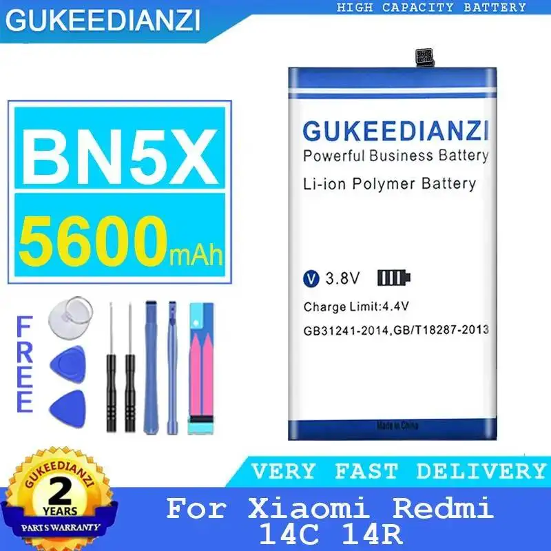 Lightweight For Xiaomi Redmi 14C 14R 5600mAh Mobile Phone Battery BN5X
Lightweight For Xiaomi Redmi 14C 14R 5600mAh Mobile Phone Battery BN5X