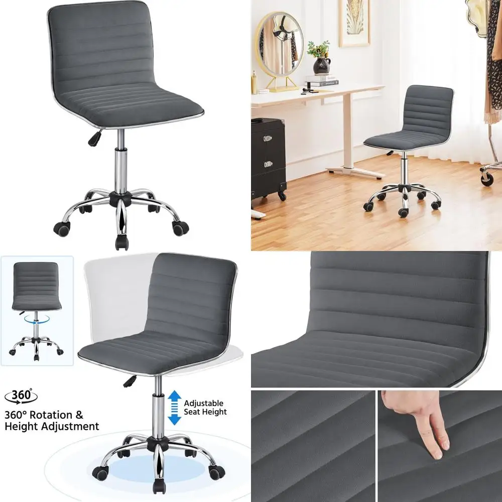 Adjustable Height Swivel Task Chair with Ribbed Velvet Backrest, Dark Gray
Adjustable Height Swivel Task Chair with Ribbed Velvet Backrest, Dark Gray