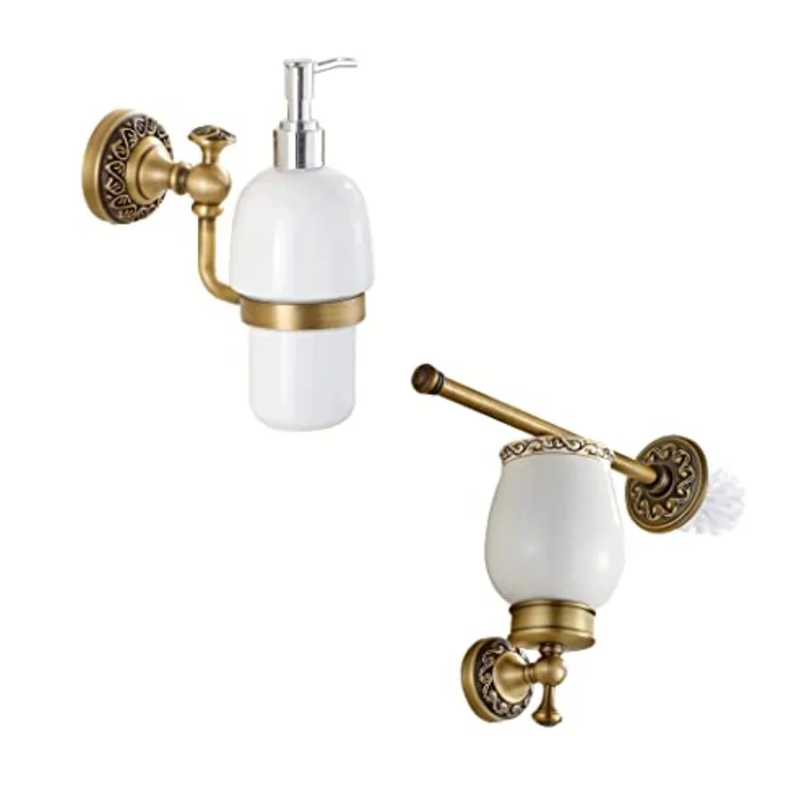 Antique Brass Soap DispenserToilet Brush Holder Bathroom Accessories Wall Mounted
Antique Brass Soap DispenserToilet Brush Holder Bathroom Accessories Wall Mounted