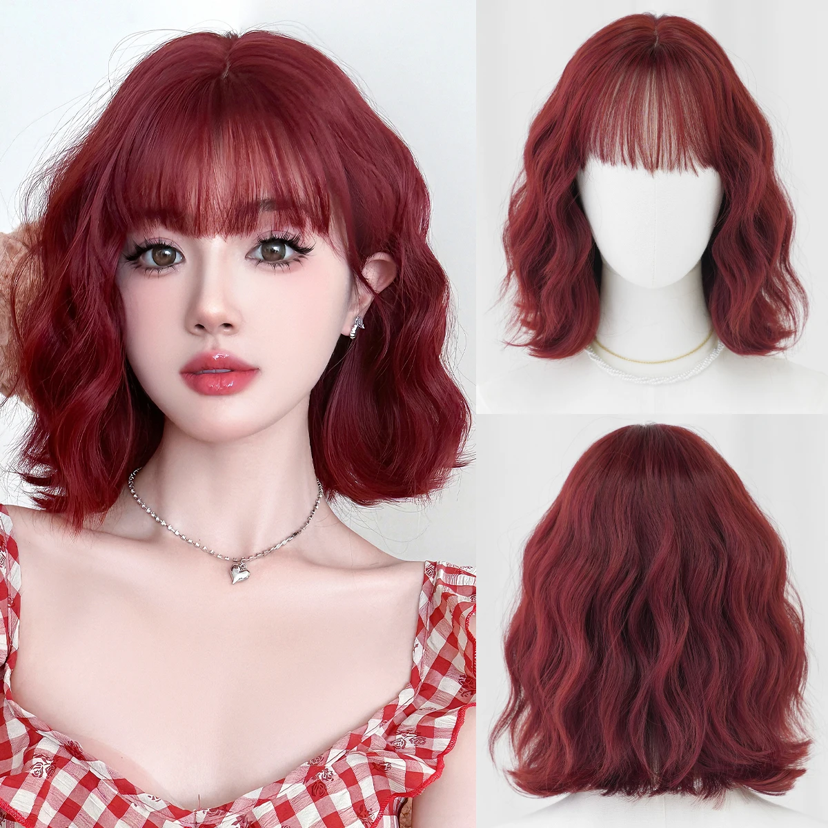 7JHH WIGS Short Water Wave Wine Red Wig for Women Synthetic Modest Fashion Wear and Go Burgundy Bob Wigs with Neat Bangs
7JHH WIGS Short Water Wave Wine Red Wig for Women Synthetic Modest Fashion Wear and Go Burgundy Bob Wigs with Neat Bangs