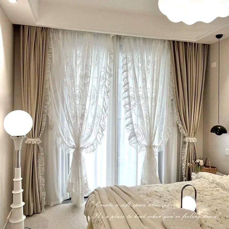 French Cashmere Curtains for Living Dining Room Bedroom Retro Milk Coffee Ruffle Blackout High-end Lace Tulle Romantic Grace
French Cashmere Curtains for Living Dining Room Bedroom Retro Milk Coffee Ruffle Blackout High-end Lace Tulle Romantic Grace
