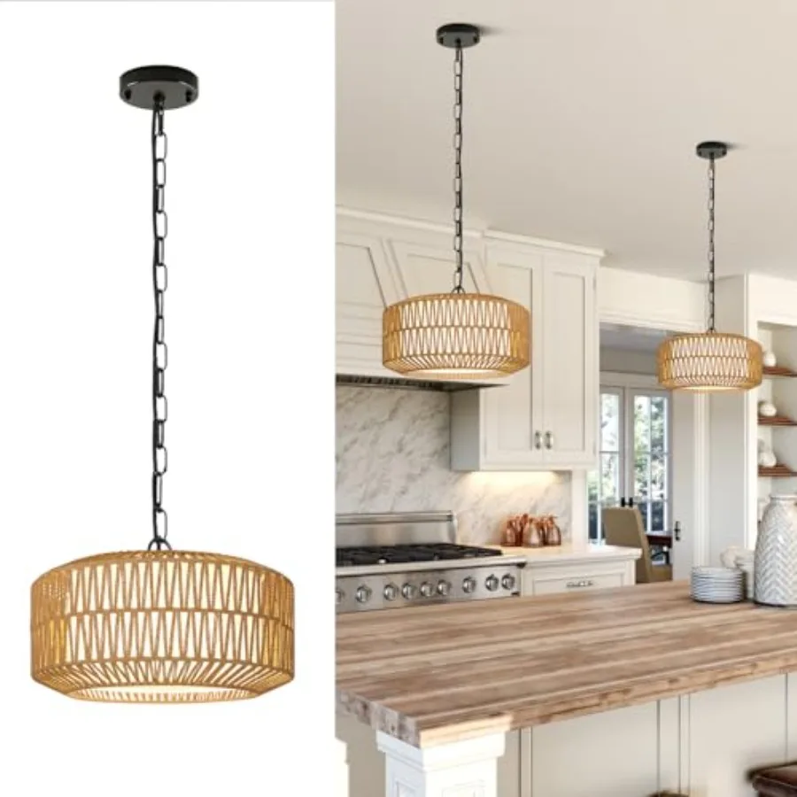 Farmhouse Chandelier Light Fixture, Rattan Boho Chandeliers for Dining Room, Hand Woven Pendant Light with Linen Shade, Hanging
Farmhouse Chandelier Light Fixture, Rattan Boho Chandeliers for Dining Room, Hand Woven Pendant Light with Linen Shade, Hanging