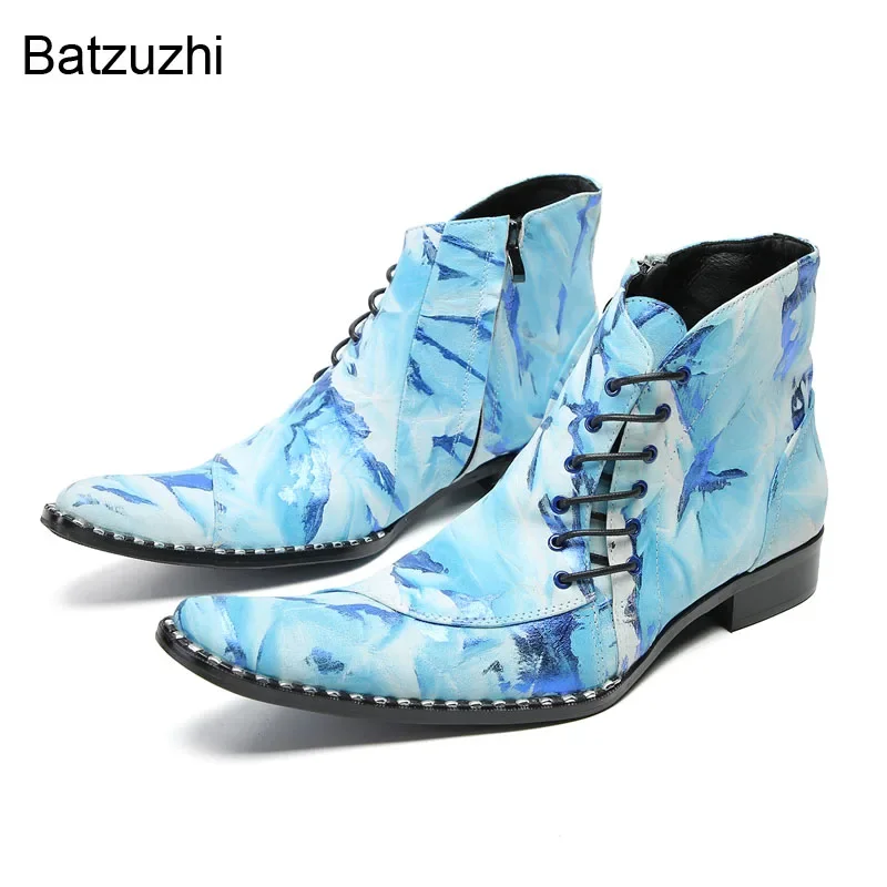 Batzuzhi Fashion Blue Men's Boots Lace-up Blue Short Ankle Leather Boots Men Formal Business, Party and Wedding Boots Shoes Man!
Batzuzhi Fashion Blue Men's Boots Lace-up Blue Short Ankle Leather Boots Men Formal Business, Party and Wedding Boots Shoes Man!