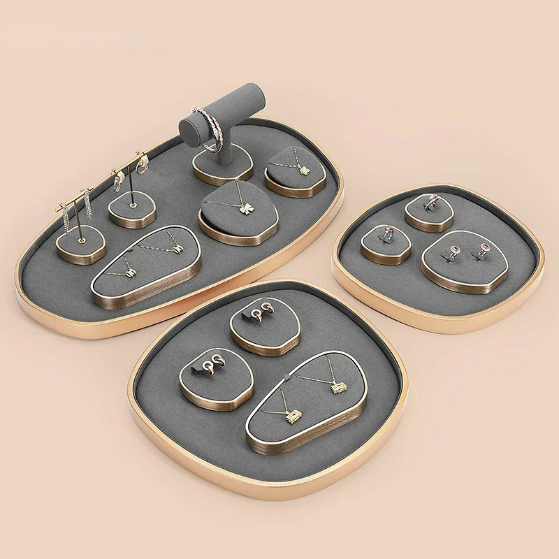 Light luxury jewelry display tray gray microfiber jewelry stand Earrings necklace ring bracelet jewelry display props
Light luxury jewelry display tray gray microfiber jewelry stand Earrings necklace ring bracelet jewelry display props