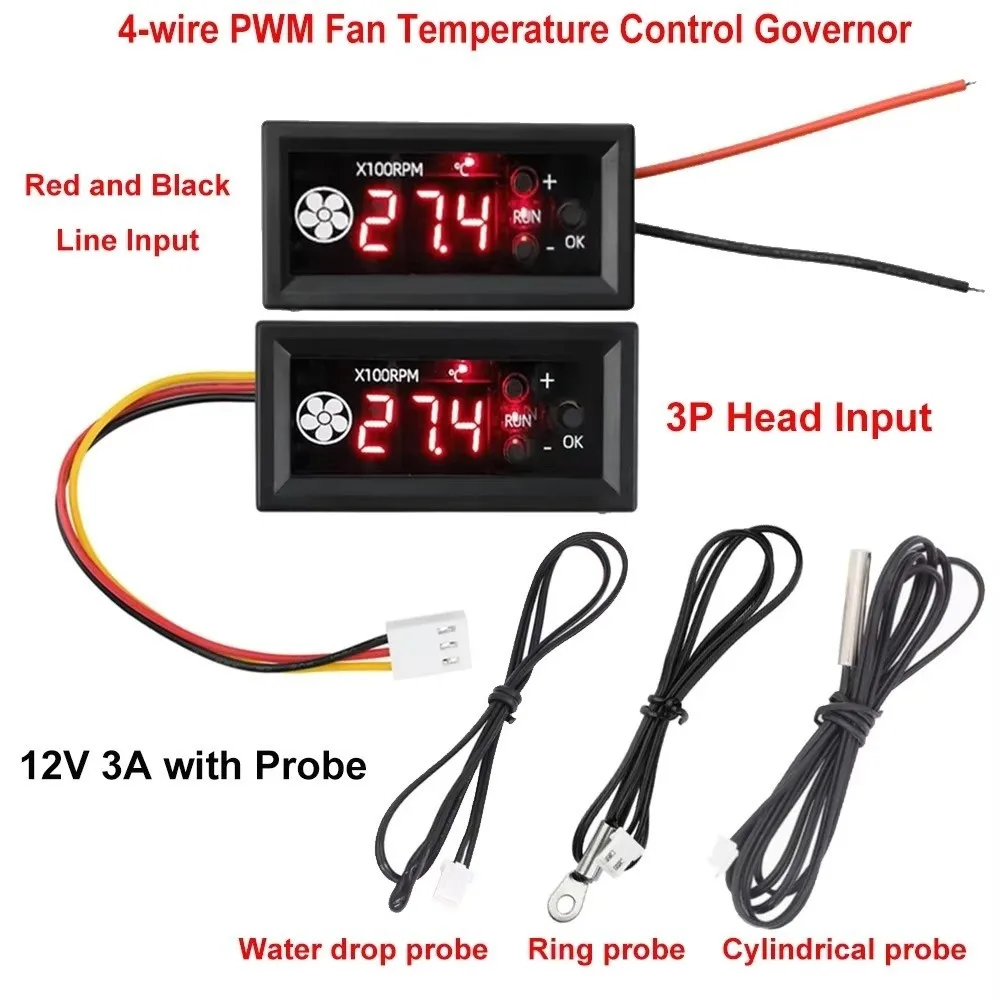 DC12V 3A ШИМ-контроллер вентилятора, цифровой дисплей, низкотемпературное отключение, регулятор температуры, 4-контактный, 4-проводной
DC12V 3A ШИМ-контроллер вентилятора, цифровой дисплей, низкотемпературное отключение, регулятор температуры, 4-контактный, 4-проводной