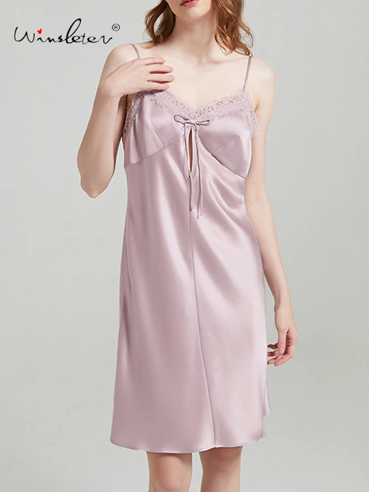 Winsleter-19MM Элегантная ночная сорочка из 100% натурального шелка, с V-образным вырезом и кружевным бантом, женская французская пижама-платье, приятная к коже, Весна 2026 P61911CC
Winsleter-19MM Элегантная ночная сорочка из 100% натурального шелка, с V-образным вырезом и кружевным бантом, женская французская пижама-платье, приятная к коже, Весна 2026 P61911CC