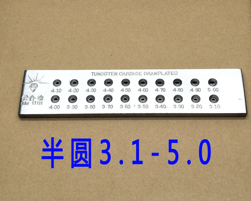 Half Round Drawing Plate 0.5-3.0 30 Holes Tungsten Carbide Wire Jewelry Making DIY Tool Gold Silver Drawplate Wire Drawing Plate
Half Round Drawing Plate 0.5-3.0 30 Holes Tungsten Carbide Wire Jewelry Making DIY Tool Gold Silver Drawplate Wire Drawing Plate