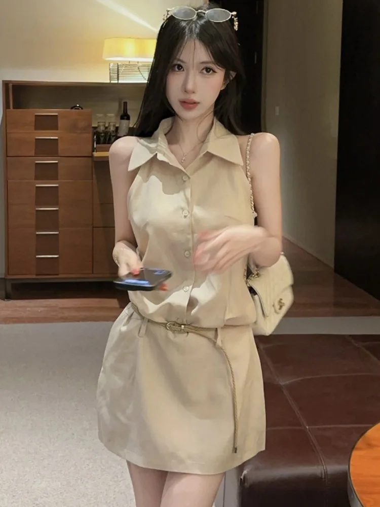 Retro Hong Kong Style Sleeveless Shirt Dress Women's Summer Simple Fashion Professional Commute Slimming A-Line Skirt
Retro Hong Kong Style Sleeveless Shirt Dress Women's Summer Simple Fashion Professional Commute Slimming A-Line Skirt