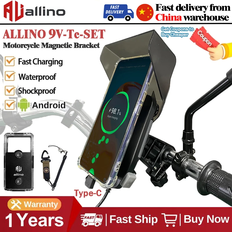 Allino New Motorcycle Mobile Phone Bracket Type-C 9V20W Fast Charge Handlebar Mirror Magnetic Bracket Motorcycle Accessories
Allino New Motorcycle Mobile Phone Bracket Type-C 9V20W Fast Charge Handlebar Mirror Magnetic Bracket Motorcycle Accessories
