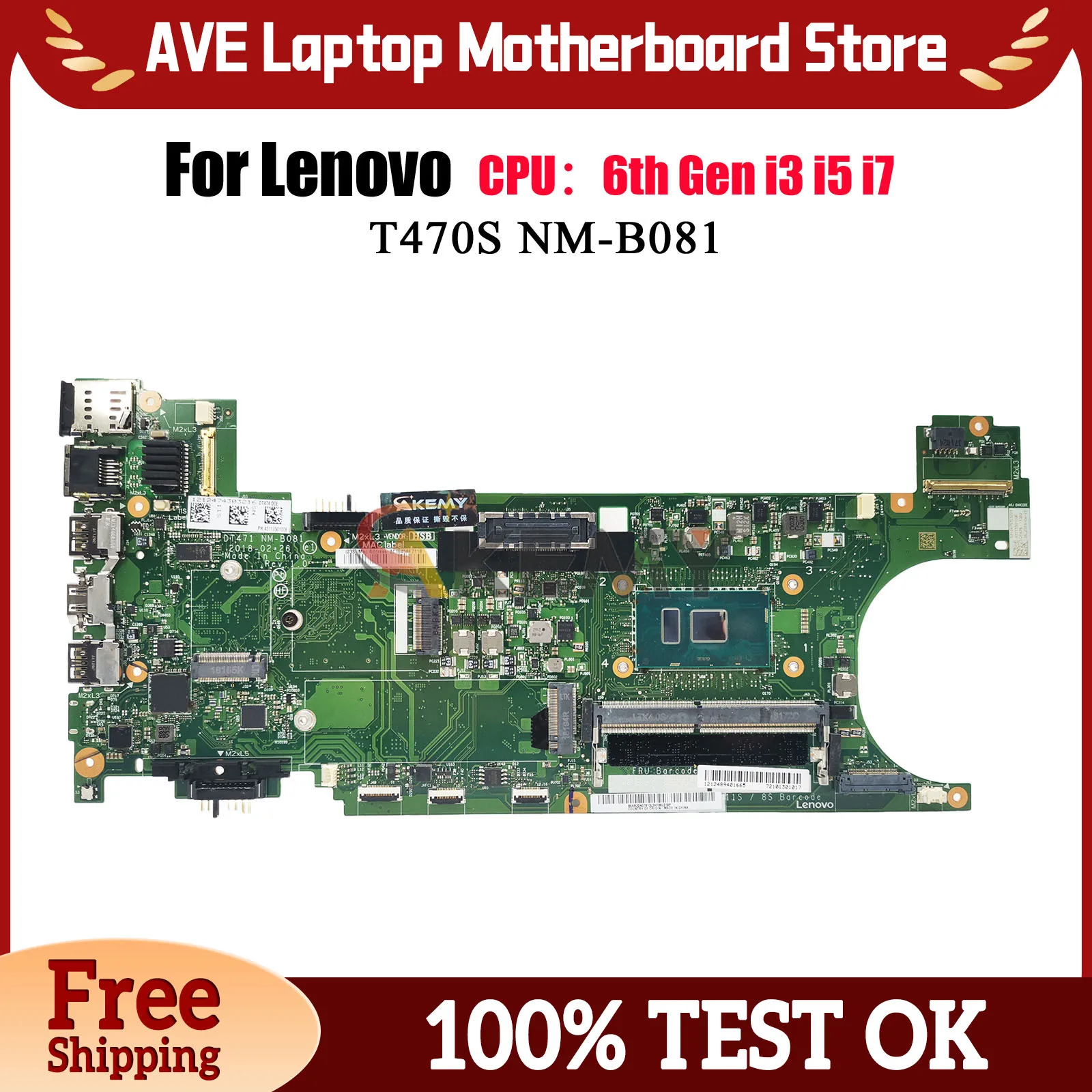 NM-B081 для Lenovo ThinkPad T470S, материнская плата для ноутбука с i5 i7 6, 7-го поколения, 4 ГБ, 8 ГБ ОЗУ, 100% полностью протестирована
NM-B081 для Lenovo ThinkPad T470S, материнская плата для ноутбука с i5 i7 6, 7-го поколения, 4 ГБ, 8 ГБ ОЗУ, 100% полностью протестирована