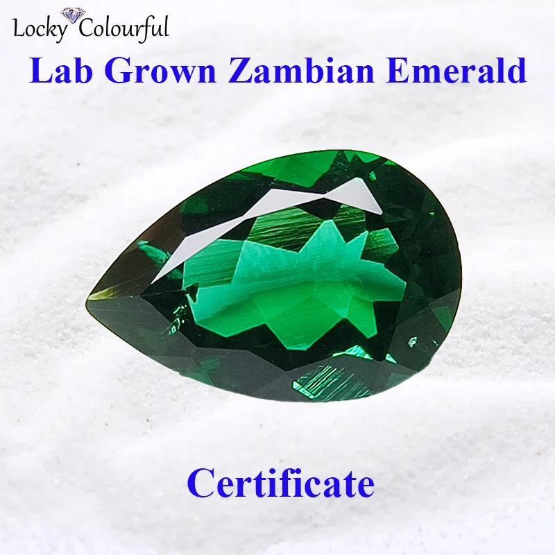 Lab Grown Zambian Emerald Pear Shape Hand Cutting Cut with Cracks Inclusions Inside for DIY Jewelry Selectable AGL Certificate
Lab Grown Zambian Emerald Pear Shape Hand Cutting Cut with Cracks Inclusions Inside for DIY Jewelry Selectable AGL Certificate