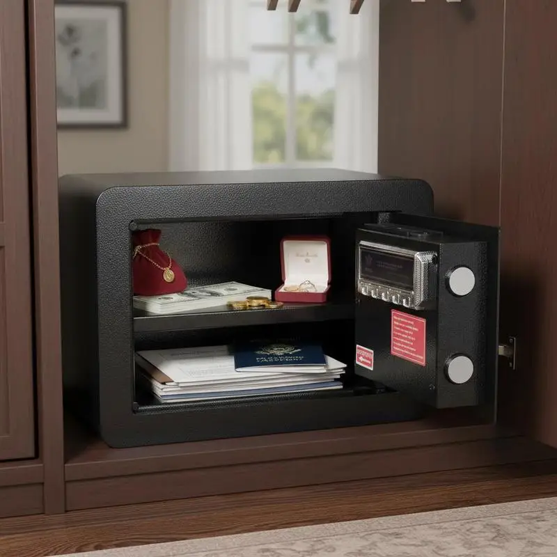 Security Locker 0.5 Cubic Feet For Home Hotel Office, Digital Keypad 2 Override Keys Wall-Mounted Alloy Steel Cabinet Cash Jewelry Document Storage 13.8 x 9.8 x 9.8 inches
Security Locker 0.5 Cubic Feet For Home Hotel Office, Digital Keypad 2 Override Keys Wall-Mounted Alloy Steel Cabinet Cash Jewelry Document Storage 13.8 x 9.8 x 9.8 inches