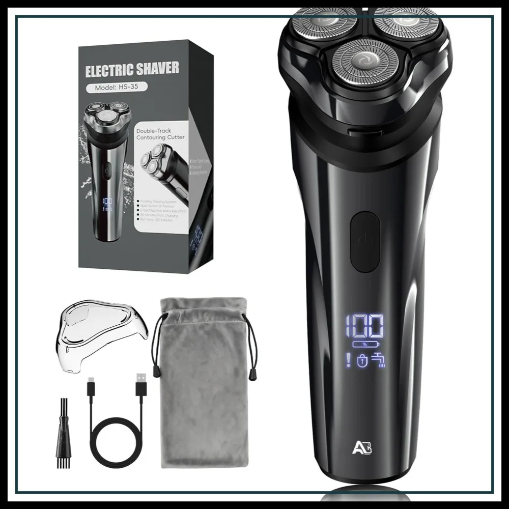 4D Floating Head Rotary Shaver for Men, IPX7 Waterproof Wet/Dry Electric Razor with LED Display, Type-C Fast Charge, Travel Lock
4D Floating Head Rotary Shaver for Men, IPX7 Waterproof Wet/Dry Electric Razor with LED Display, Type-C Fast Charge, Travel Lock