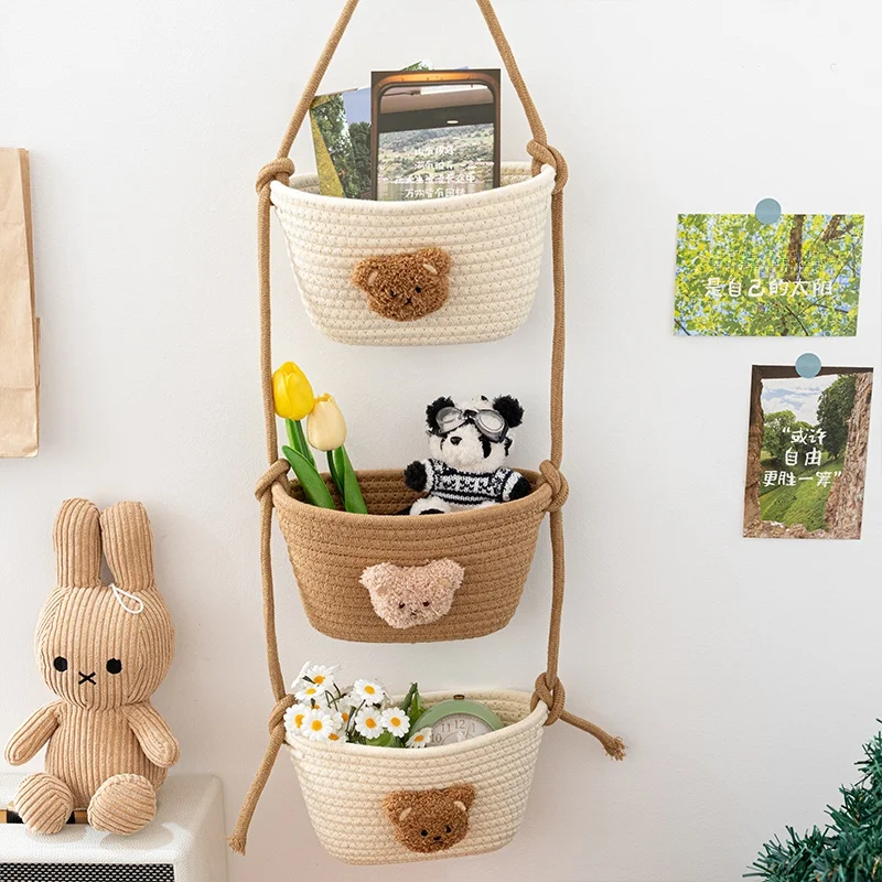 Cartoon Cotton Rope Woven Storage Basket Dormitory Bedroom Door Back Hanging Basket Miscellaneous Items Bedside Storage Bag
Cartoon Cotton Rope Woven Storage Basket Dormitory Bedroom Door Back Hanging Basket Miscellaneous Items Bedside Storage Bag