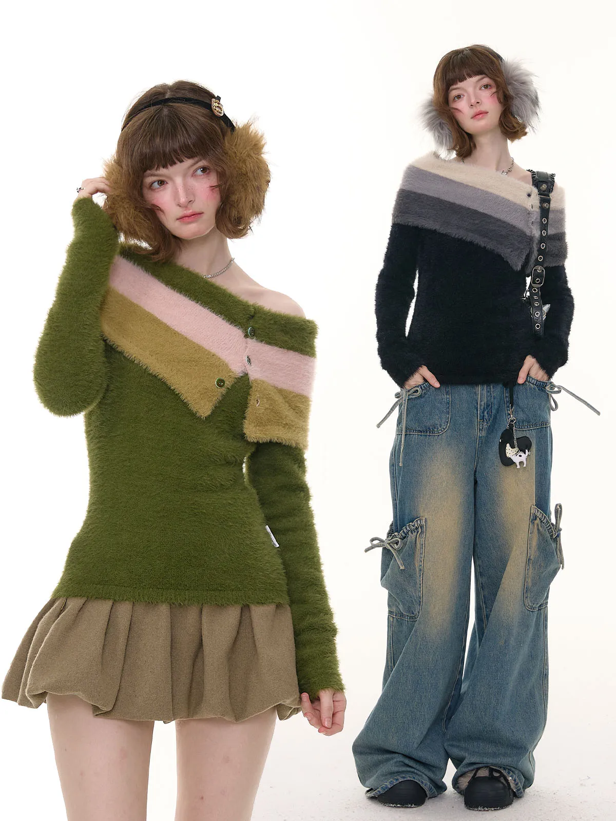 ZiziFei Новинка осенне-зимнего сезона: Американский ретро-свитер в полоску с одним открытым плечом, пушистый, вязаный, женский топ с цветовыми блоками
ZiziFei Новинка осенне-зимнего сезона: Американский ретро-свитер в полоску с одним открытым плечом, пушистый, вязаный, женский топ с цветовыми блоками