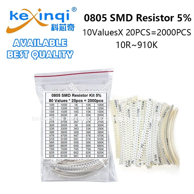 720PCS 0805 SMD Resistor Assorted Kit 36ValuesX 20PCS 1ROhm~3.3M 1% 10 3.3 33 51 100 330 5.1 K R Ohm
720PCS 0805 SMD Resistor Assorted Kit 36ValuesX 20PCS 1ROhm~3.3M 1% 10 3.3 33 51 100 330 5.1 K R Ohm