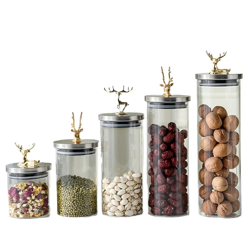 :European-style Glass Sealed Tea Jar with Lid Snack Food Storage Jar Transparent Glass Dried Fruit Storage Jar Elk Ornaments
:European-style Glass Sealed Tea Jar with Lid Snack Food Storage Jar Transparent Glass Dried Fruit Storage Jar Elk Ornaments
