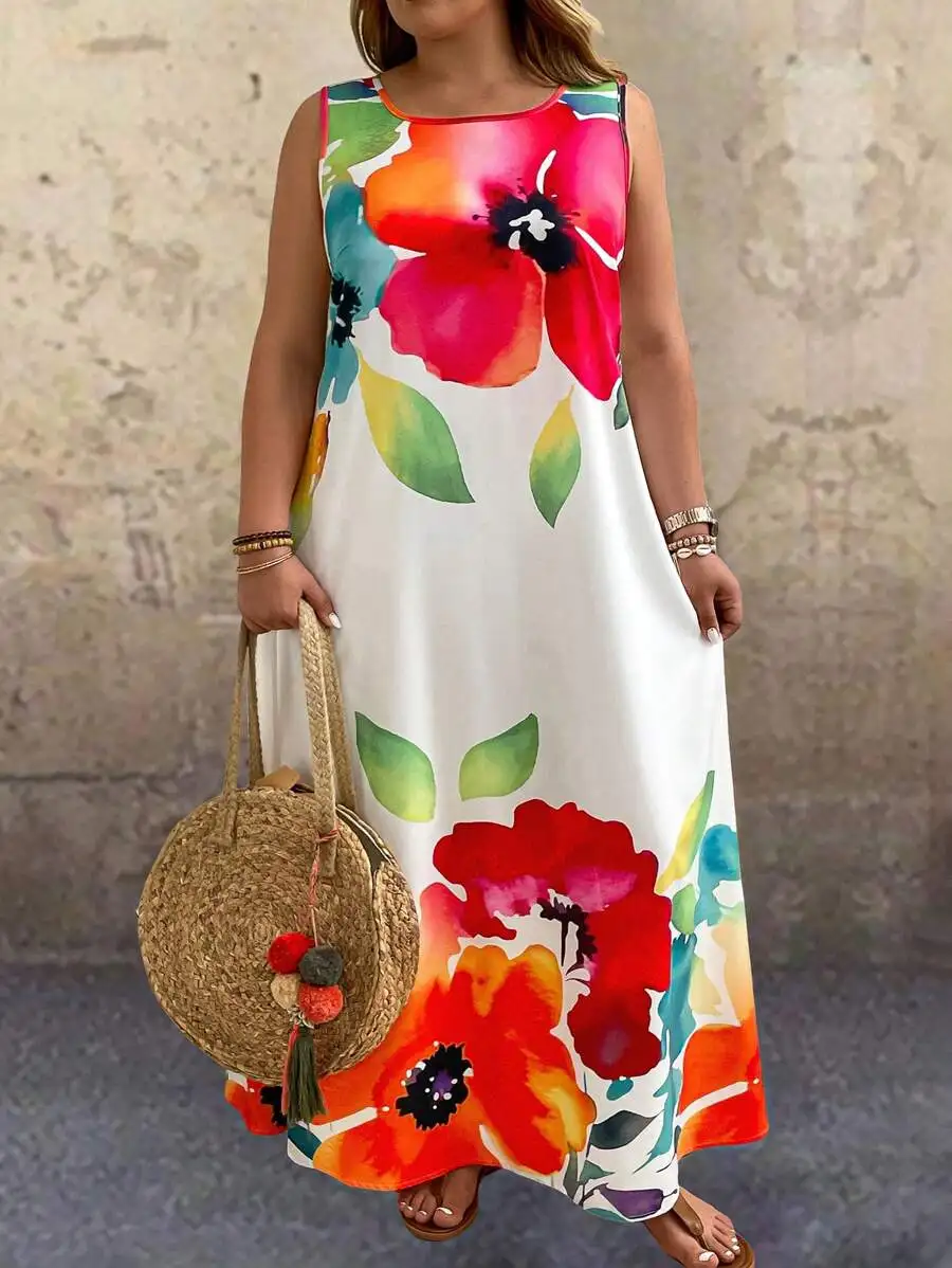Женское макси-платье без рукавов с цветочным принтом, в стиле бохо, с круглым вырезом, свободного кроя для летнего отдыха
Женское макси-платье без рукавов с цветочным принтом, в стиле бохо, с круглым вырезом, свободного кроя для летнего отдыха