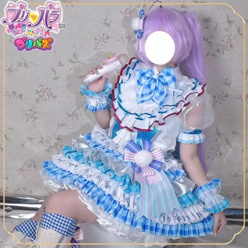 Pripara Cosplay clothes are really cheerleading blue and white ribbon singing clothes cos anime animation clothing
Pripara Cosplay clothes are really cheerleading blue and white ribbon singing clothes cos anime animation clothing