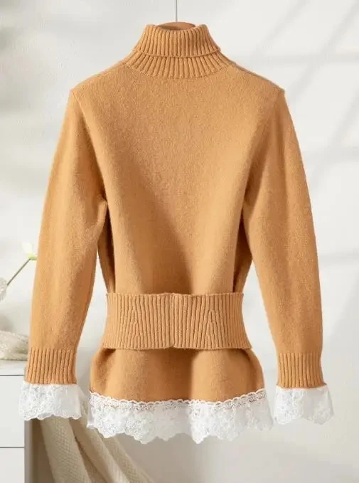 Women's Sweater Autumn and Winter Female Pullover Casual New Fashion Thermal Warm Woman Elegant Lace Splicing Belt Knitted Top
Women's Sweater Autumn and Winter Female Pullover Casual New Fashion Thermal Warm Woman Elegant Lace Splicing Belt Knitted Top