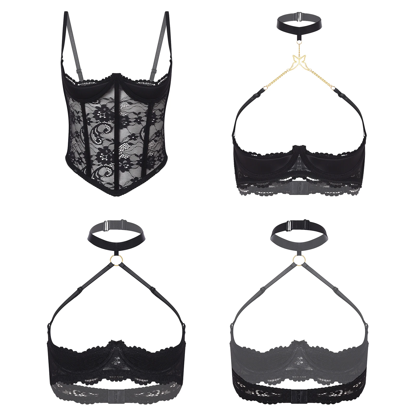 Women Sheer Lace Open Cups Push-up Underwire Bra Bustier Exposed Breasts Brassiere Lingerie Couple Games Nightclub Nightwear
Women Sheer Lace Open Cups Push-up Underwire Bra Bustier Exposed Breasts Brassiere Lingerie Couple Games Nightclub Nightwear