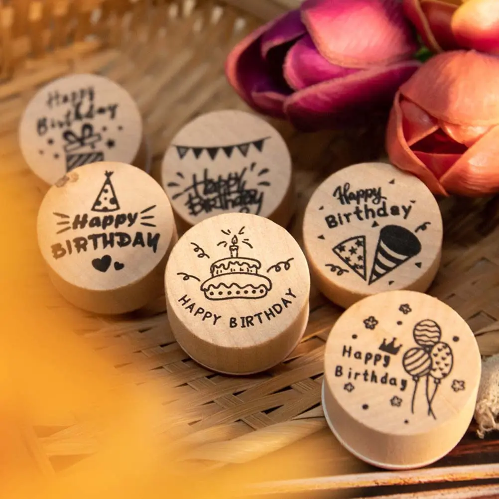 6Pcs Creative Party Wooden Stamps Durable DIY Scrapbook Decorative Round Seals Vintage Style for Cards Diary Journal
6Pcs Creative Party Wooden Stamps Durable DIY Scrapbook Decorative Round Seals Vintage Style for Cards Diary Journal