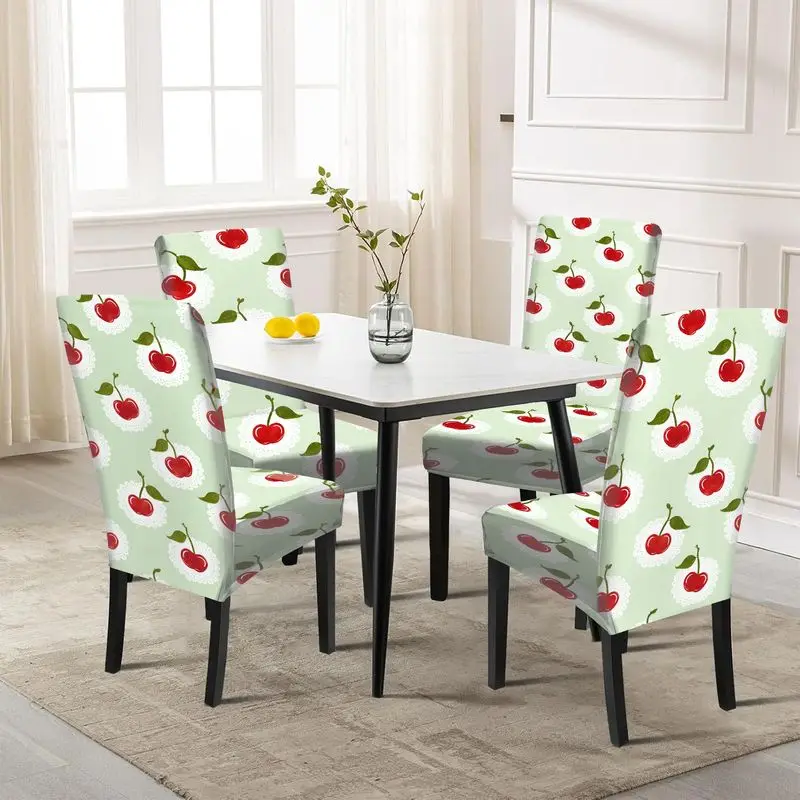 Stretch dining chair cover, pastoral fresh red cherry and green leaf print for hotel banquet home decoration
Stretch dining chair cover, pastoral fresh red cherry and green leaf print for hotel banquet home decoration