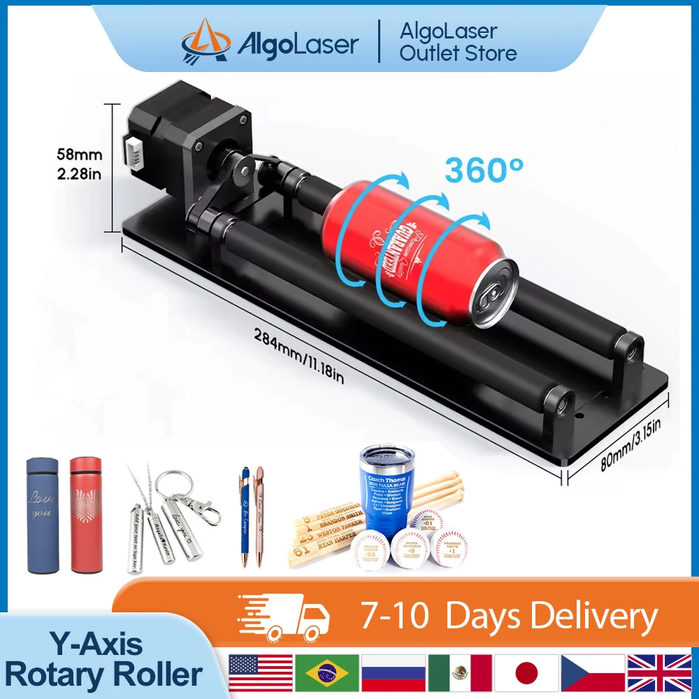 AlgoLaser Laser Rotary Roller Laser Engraver Module 360° Rotating For Engraver Cylindrical Conical Objects Y-axis Rotary Roller
AlgoLaser Laser Rotary Roller Laser Engraver Module 360° Rotating For Engraver Cylindrical Conical Objects Y-axis Rotary Roller