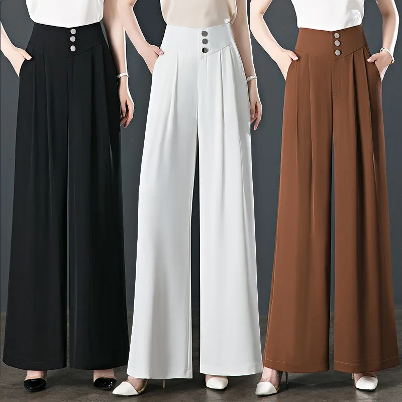 High Waist Wide Leg Pants Ice Silk Drapey Thin Women's Casual Trousers Versatile for ort Women Middle-Aged Mothers Summer
High Waist Wide Leg Pants Ice Silk Drapey Thin Women's Casual Trousers Versatile for ort Women Middle-Aged Mothers Summer