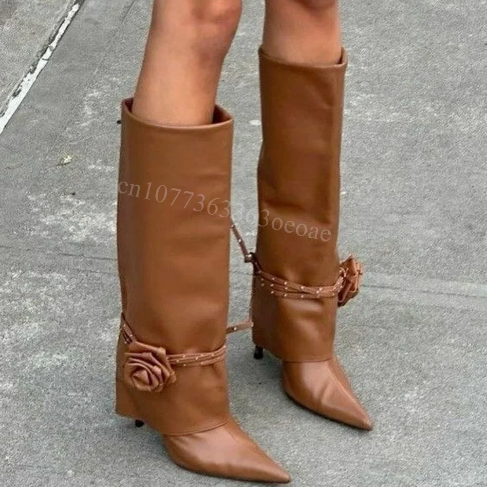 PU Rose Decor Knee High Boots Matte Leather Pointed Toe Shoes for Women Thin High Heels Fashion Shoes 2025 Zapatos Para Mujere
PU Rose Decor Knee High Boots Matte Leather Pointed Toe Shoes for Women Thin High Heels Fashion Shoes 2025 Zapatos Para Mujere