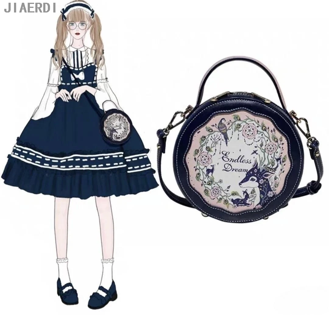 JIAERDI Chic Circular PU Crossbody Bag For Women Sweet Print Lolita Bag Aesthetic Uniform Shoulder Bag Fairy Tale Shaped Handbag
JIAERDI Chic Circular PU Crossbody Bag For Women Sweet Print Lolita Bag Aesthetic Uniform Shoulder Bag Fairy Tale Shaped Handbag