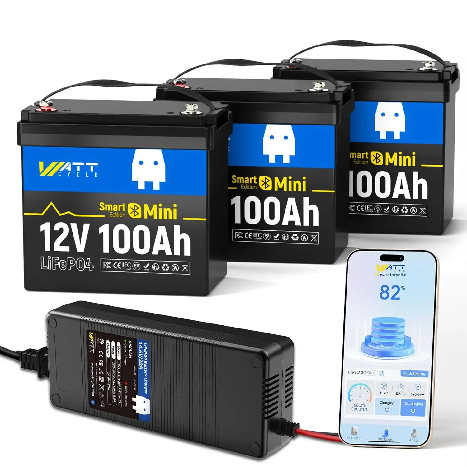 12V 100Ah LiFePO4 Battery 3Pack 14.6V 20A Charger 100A BMS 15000 Cycles Marine RV Custom
12V 100Ah LiFePO4 Battery 3Pack 14.6V 20A Charger 100A BMS 15000 Cycles Marine RV Custom