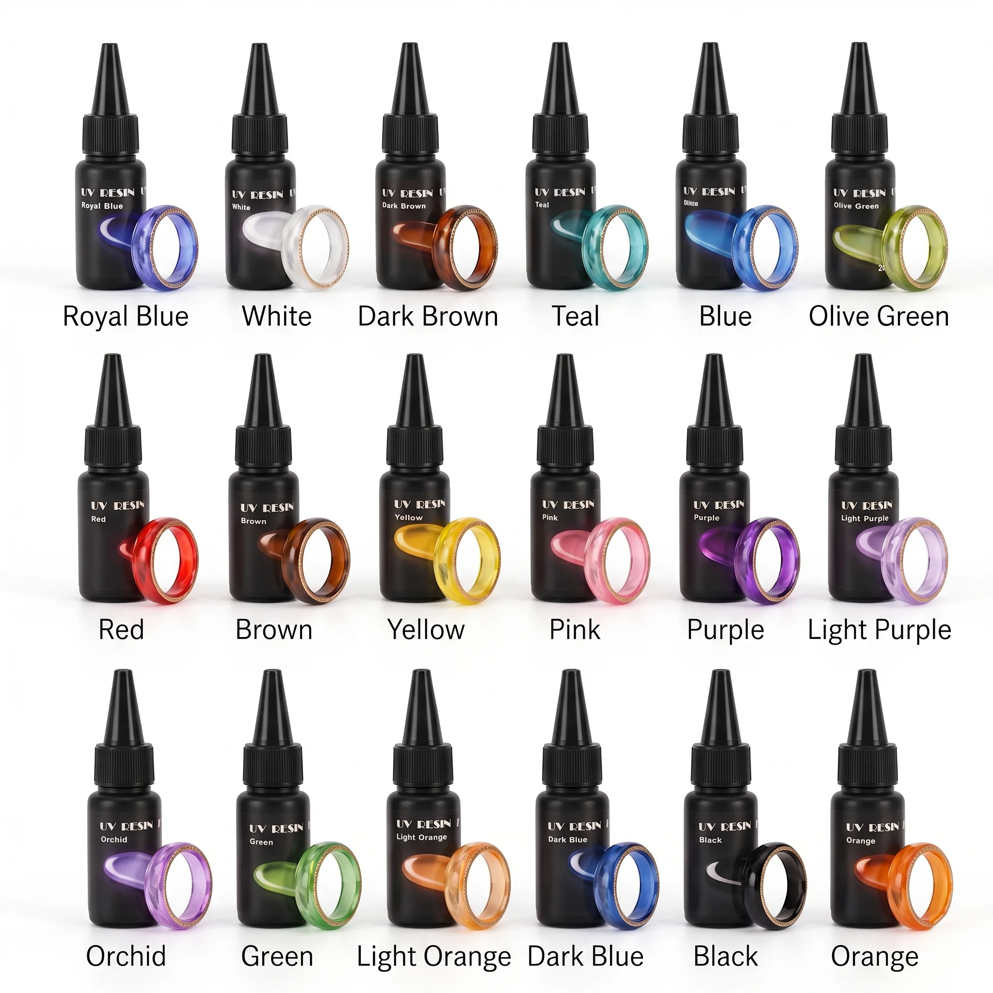 18 types of dark UV resin and colored UV resin, suitable for crafts, jewelry making, and colored resin projects
18 types of dark UV resin and colored UV resin, suitable for crafts, jewelry making, and colored resin projects