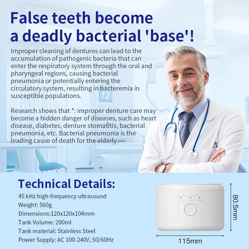 USB Rechargeable Ultrasonic Cleaner Personal Oral Care Device for Dentures Retainer Mouth Guard Aligner Whitening Trays
USB Rechargeable Ultrasonic Cleaner Personal Oral Care Device for Dentures Retainer Mouth Guard Aligner Whitening Trays