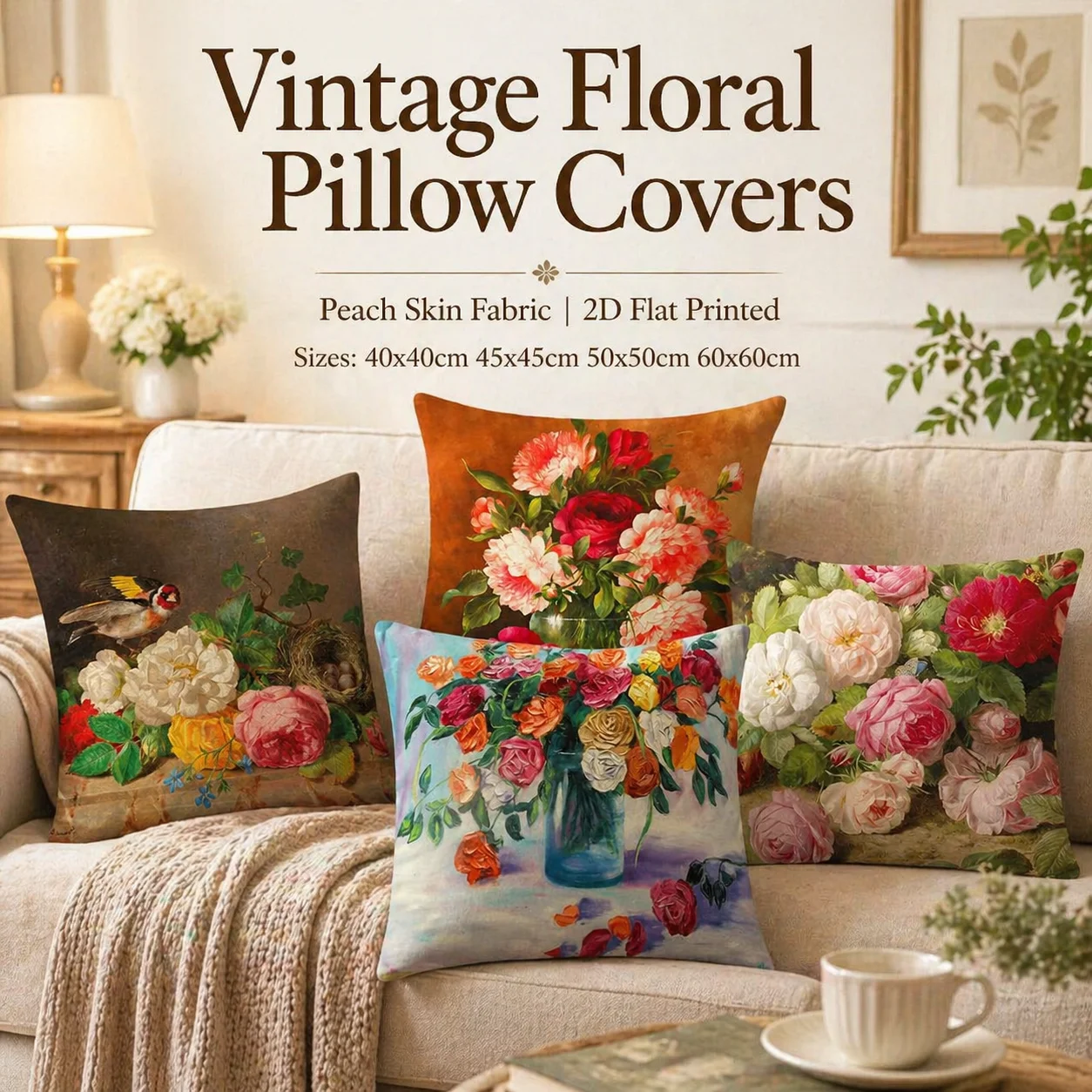 Vintage Floral Oil Painting Pillow Cover 2D Flat Printed Peach Skin Throw Cushion Case for Sofa Living Room Home Decor 45x45cm
Vintage Floral Oil Painting Pillow Cover 2D Flat Printed Peach Skin Throw Cushion Case for Sofa Living Room Home Decor 45x45cm
