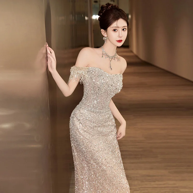 One-oulder Evening Gown 2025 New High-End Luxury Host Fi Tail Engagement Par Sequin Ele Wedding Dr
One-oulder Evening Gown 2025 New High-End Luxury Host Fi Tail Engagement Par Sequin Ele Wedding Dr