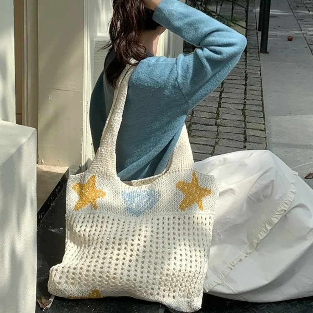 Sweet Starfish Knitted Tote Bag Woolen Shell Crochet Handbag Large Capacity Korean Style Hollow Shoulder Bag Beach
Sweet Starfish Knitted Tote Bag Woolen Shell Crochet Handbag Large Capacity Korean Style Hollow Shoulder Bag Beach