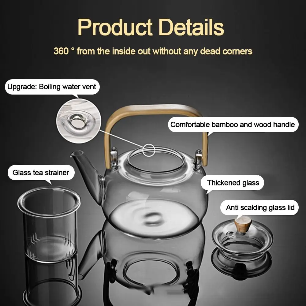 New 1000ml Glass Teapot Wood Handle With Filter Tea Maker Large Capacity Clear Teapot Home Office
New 1000ml Glass Teapot Wood Handle With Filter Tea Maker Large Capacity Clear Teapot Home Office