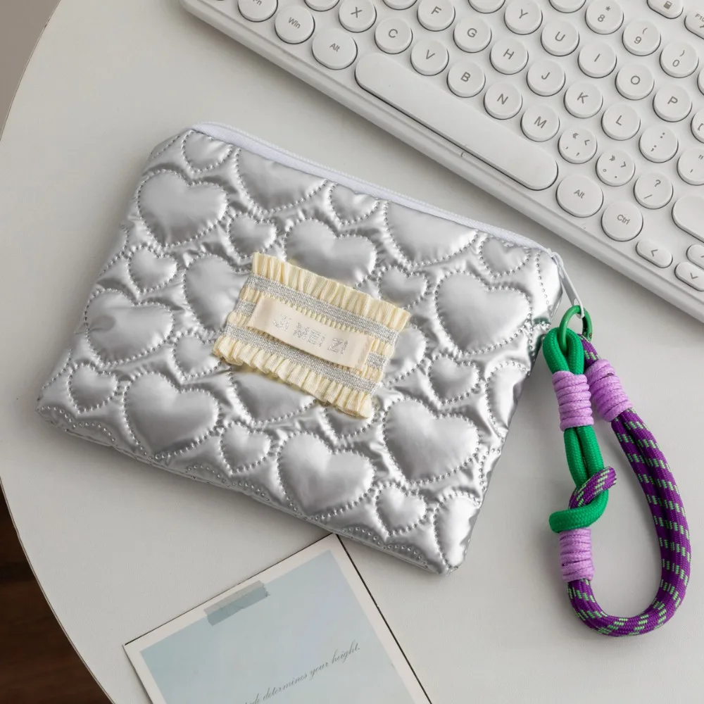 Portable Silver Color Coin Purse Cotton Hanging Rope Small Item Bag Heart Shape Cosmetic Bag
Portable Silver Color Coin Purse Cotton Hanging Rope Small Item Bag Heart Shape Cosmetic Bag