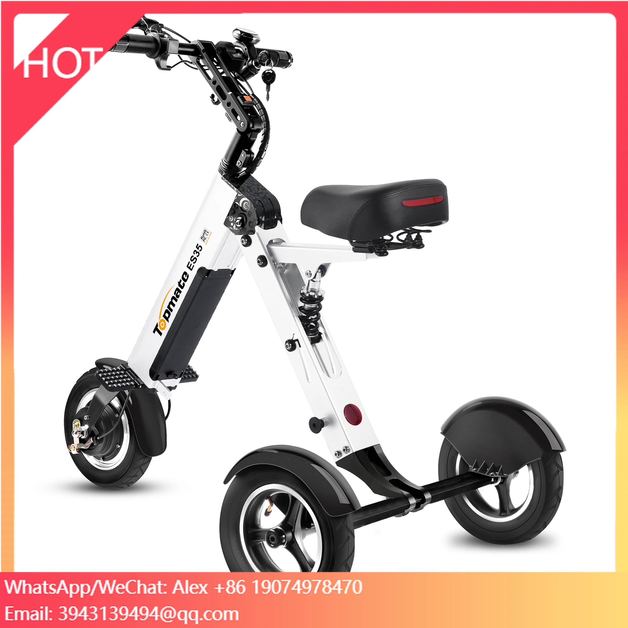 ES35 Lightweight Tricycle Electric Mobility Scooter For Adults Foldable 3-Wheel Design 10 Inch Tires Removable 36V Battery Open
ES35 Lightweight Tricycle Electric Mobility Scooter For Adults Foldable 3-Wheel Design 10 Inch Tires Removable 36V Battery Open