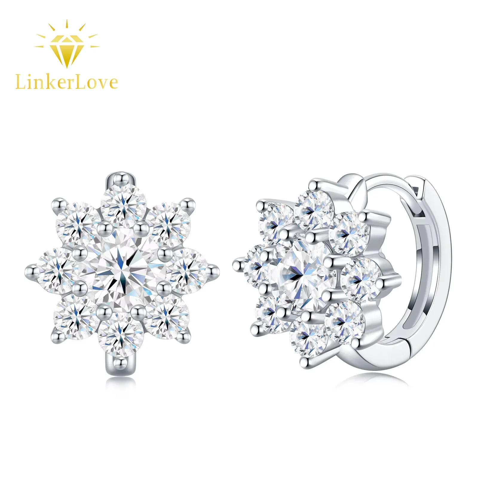 LinkerLove S925 Silver Moissanite Snowflake Hoop Earrings for Women with 2.8mm Side Stones Sparkly Cluster Earrings Fine Jewelry
LinkerLove S925 Silver Moissanite Snowflake Hoop Earrings for Women with 2.8mm Side Stones Sparkly Cluster Earrings Fine Jewelry